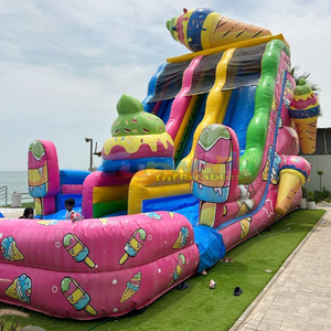 Backyard wet <b>bouncer</b> kids bounce house waterslide jumpers commercial <b>inflatable</b> ice cream water slide with pool - Product Image 2