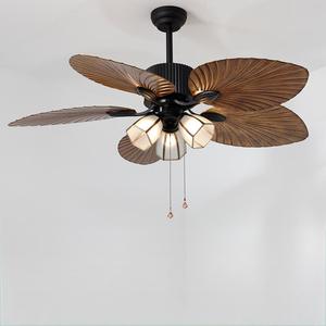 European Style Leaf Blade Living Room Restaurant Three Light Color Decorative AC Ceiling <b>Fan</b> with Remote Control - Product Image 6
