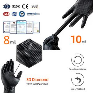 Gants jetables en nitrile noir de 8 mil Texture diamantée Caoutchouc de sécurité pour écran tactile pour la mécanique Manipulation chimique des aliments - Product Image 3