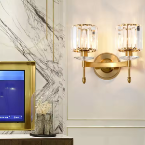 New Arrival Luxury Indoor Glass Garden Hotel Nordic Modern Gold Light <b>Wall</b> <b>Lamp</b> Chrome Led 15w with Crystal - Product Image 3