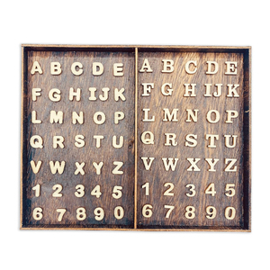 Mini lettres <span class=keywords><strong>en</strong></span> <span class=keywords><strong>bois</strong></span> et chiffres <span class=keywords><strong>en</strong></span> <span class=keywords><strong>bois</strong></span> non finis avec plateau de rangement rustique pour scrapbooking, artisanat DIY, cadeaux faits <span class=keywords><strong>maison</strong></span> - Product Image 2