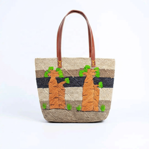 Eco-friendly Luxury Handmade Geometric Embroidered <b>Raffia</b> Tote <b>Bag</b> Two Handles Open Closure for Beach Travel - Product Image 3