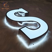 Enseigne lumineuse 3D personnalisée à lettres en relief, éclairée sur le devant et le dos, logo lumineux double face pour vitrine commerciale