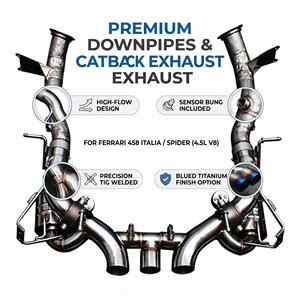 Vortex Heat Shielded Downpipe Catback Exhaust for Ferrari 458 Italia Spider 4.5L V8 SS304 Valved Racing Performance Systems - Product Image 1