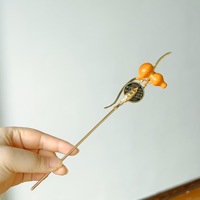 Bâtonnet à cheveux en forme de calebasse de style chinois avec pompon pour femme, élégant bâtonnet en métal, épingle à cheveux Hanfu, accessoires capillaires de style ancien