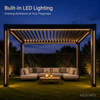 Pergola motorisée en aluminium à lames orientables, abri de jardin extérieur, toit à lames réglables, étanche, télécommande, pavillon de jardin nature