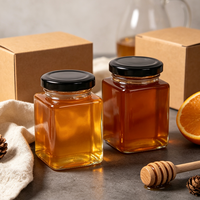 Pot à miel carré de luxe en verre de 50-730 ml, avec couvercle noir à visser, pour confiture, beurre de noix, épices