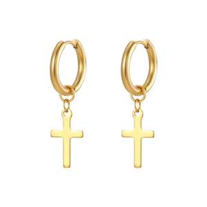 Boucles d'oreilles pendantes en acier inoxydable pour femmes et hommes, couleur or et argent, <span class=keywords><strong>style</strong></span> croix gothique punk rock, Pendientes Mujer <span class=keywords><strong>Moda</strong></span> - Product Image 2