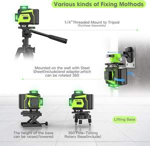 16-Linien 360° Selbstnivellierender 4D Kreuzlinienlaser mit Grünem Laser, Fernbedienung, Einstellbarer Helligkeit, 2 Akkus, für den Industriellen Einsatz - Product Image 4
