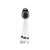Porte-clés Câble USB de charge multifonction 3 en 1, câbles de charge lumineux 3 en 1