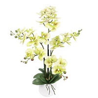 Bonne qualité 70cm de haut jaune fausse orchidée fleurs plante avec pot de ciment