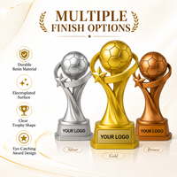 Trophée sportif en résine, ballon de football à base solide, finition métallique polie, personnalisable OEM ODM