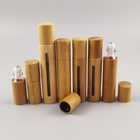 Diskon besar botol rol kaca bambu kecil, tutup sekrup minyak esensial parfum kosmetik untuk 2ml 3ml 5ml 10ml 15ml