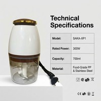 Mini hachoir à viande électrique domestique, capacité 700 ml, mixeur portable pour aliments pour bébés, hachoir à légumes en acier inoxydable
