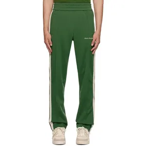 Custom 100% polyester Jogger Green Striped Trousers nylon track pants manufacturer Blank straight leg sweatpants for men