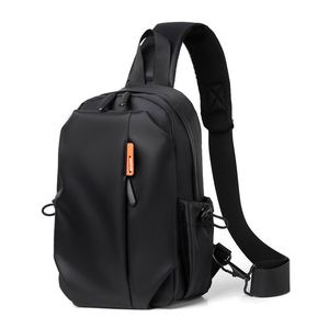 Men's Trendy <b>Black</b> Promotional <b>Backpack</b> Casual Fashionable Crossbody Chest for Motorcycle Personalized Shoulder Bag - Product Image 2