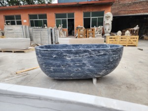 Bañeras Ovaladas Modernas de Lujo Hechas a Medida, Exclusivas de Mármol Azul Palissandro, Independientes, para Baño, Villa u Hotel - Product Image 4
