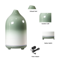 Diffuseur d'arômes électrique en céramique vert dégradé, humidificateur d'air ultrasonique avec fonction minuterie pour une ambiance cosy et un spa bien-être