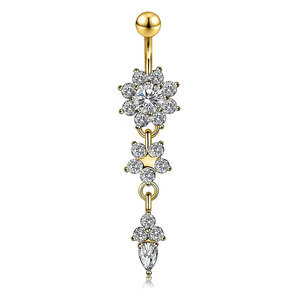 Anelli per <span class=keywords><strong>Ombelico</strong></span> Estivi Sexy in Acciaio Chirurgico con Zirconi Dorati, <span class=keywords><strong>Gioielli</strong></span> per <span class=keywords><strong>Piercing</strong></span> da Festa e Fidanzamento - Product Image 3