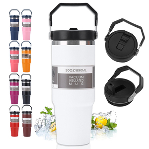 Pot en acier inoxydable transparent de 30 oz avec poignée, manchon en caoutchouc, pour soda ou bière, OEM/ODM - Product Image 1