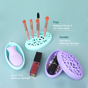 Beauty Tool Storage Holders Make up Organizer Silicone Make up Cosmetics Box <b>Case</b> <b>Makeup</b> Brush Holder - Product Image 3