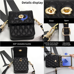 Vietao-Luxe Bandoulière Pliable Écran de Luxe PU Sac en Cuir pour <span class=keywords><strong>Samsung</strong></span> Z <span class=keywords><strong>Flip</strong></span> 6 5 <span class=keywords><strong>4</strong></span> 3 pour Huawei P50 Téléphones Mobiles - Product Image 5