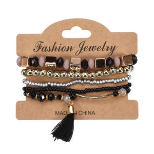 Fashion Jewelry Beaded Bracelets Set Tassel <b>Charm</b> Multicolor Elastic <b>Bangles</b> Unisex Gift Made In China - Product Image 6