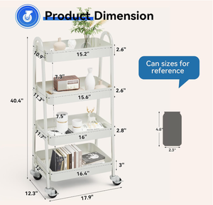 Estantes de Plástico Multifuncionales, Carrito de Almacenamiento Móvil con Ruedas Bloqueables para Baño, Lavandería y Sala de Estar - Product Image 2