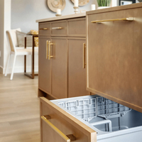 Meuble de cuisine modulaire en bois contemporain et moderne, couleur personnalisable, avec évier, robinet, charnières, tiroirs et paniers, pour usage hospitalier, 5+ tiroirs