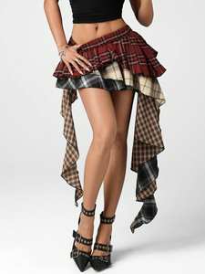 <span class=keywords><strong>Mini</strong></span>-<span class=keywords><strong>jupe</strong></span> taille haute gothique punk patchwork à franges pour femme, style rave, couture irrégulière, bicolore, rétro, <span class=keywords><strong>sexy</strong></span>, plissée - Product Image 1