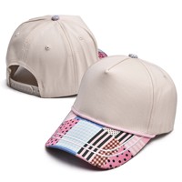 Cappellini da Baseball a 5 Pannelli Bicolore 100% Cotone, Cappelli Sportivi Personalizzabili con Logo Ricamato 3D per Uomo
