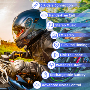 Motosiklet 5.1 Bluetooth kask kulaklık kablosuz eller serbest çağrı kiti su geçirmez müzik çalar Moto kulaklık kask Communicator - Product Image 6