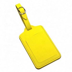 Vente directe d'usine - Étiquette de bagage en cuir PU uni et coloré pour voyage en avion - Product Image 2
