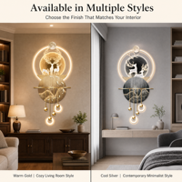 Luminaire mural LED de style chinois luxueux, paysage 3D, bonsaï, pin, poisson koï, décoration murale suspendue