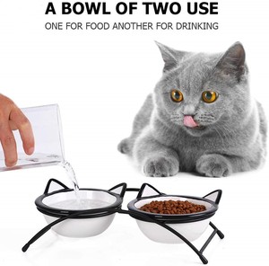 Ceramic Raised Pet <strong>Cat</strong> Bowls 12 Ounces Elevated Food or Water Bowls Double <strong>Cat</strong> Dishes <strong>Gift</strong> for <strong>Cat</strong> - Product Image 4