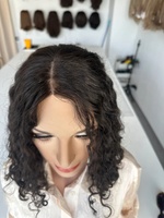 Tupé Negro al por Mayor, Cabello Virgen Europeo, Nudos Individuales, Rizado Jerry, Sistema de Reemplazo Transpirable con Encaje Completo HD para Mujer