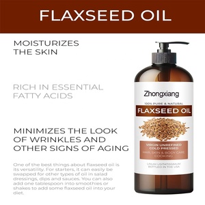 16 FlOz | 100% minyak gendongan, murni dan alami | Biji Linseed/biji rami | Minyak Wajah & Perawatan Kulit Tubuh - Product Image 2