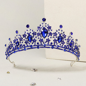 Serre-tête de mariée baroque en diamant, couronne colorée en cristal et bijoux pour mariage, Halloween, danse - Product Image 5