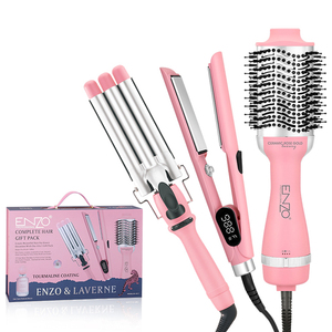 <span class=keywords><strong>ENZO</strong></span> EN-5611 Kit di Styling per Salone di Bellezza 4 in 1: Piastra per Capelli, Ferro Arricciacapelli a Tre Bacchette, Spazzola Asciugacapelli ad Aria Calda Tutto in Uno - Product Image 5