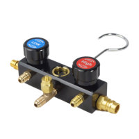 Manomètre de climatisation automobile, manomètre double, corps de vanne, accessoires, interrupteur, bouton, vanne à trois voies, sortie d'échappement