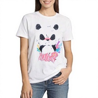 T-shirt décontracté unisexe LUSHANGHAI style chinois créatif à manches courtes, col rond, en pur coton, imprimé animal, coupe ample