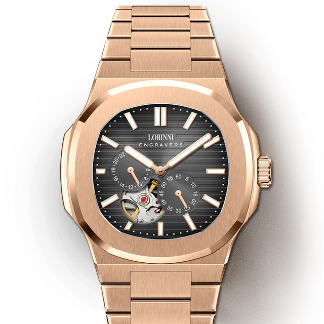 For 316L Stainless Steel Men's Classic Simple Mechanical Movement Hollow Dial Automatic Watch Seiko Movement Pointer Dial