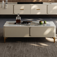 Soporte de TV de piedra sinterizada de lujo moderno con cajones de almacenamiento con base de metal duradero y ecológico para espacios de comedor de hotel de sala de estar