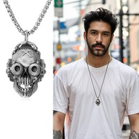 Cyberpunk mécanique crâne pendentif collier Punk Hip Hop bijoux rétro gothique Streetwear déclaration longue chaîne accessoires de fête