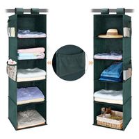 Organisateur de placard pliable moderne à 5 étagères avec poches latérales en maille, grande capacité, rangement suspendu pour chaussures, vêtements, sacs, outils