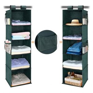 Foldable Modern Wardrobe Organizer 5 <b>Shelves</b> Side Mesh Pockets Large Capacity Hanging Storage for Shoes Clothing Bags Tools - Product Image 2