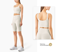 Fileté personnalisé femme nue taille haute pêche hanches sport Fitness survêtement Yoga Shorts ensemble pour les femmes
