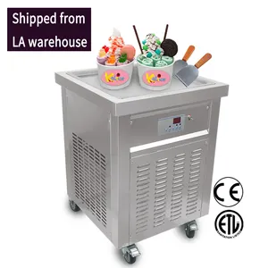 Free shipping to USA TAX included 55cm flat square pan fried ice cream machine/ fry ice cream machine/roll ice cream machine