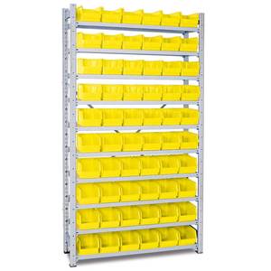 Steckregal, Verzinkt, BxTxH 1070x315x2000 Mm, 10 Böden, 60 Sichtboxen LB 4 Farbe Gelb - Product Image 1