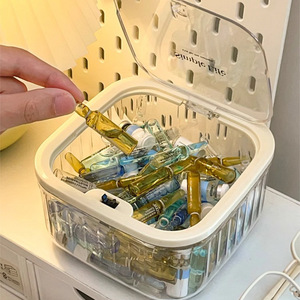 Transparent Acrylic Cosmetic <b>Storage</b> <b>Box</b> With Lid Stackable Desktop Organizer For Skincare Samples And <b>Small</b> Items - Product Image 1